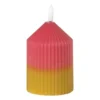 LED kaars duo - roze/groen - ø7x10 cm