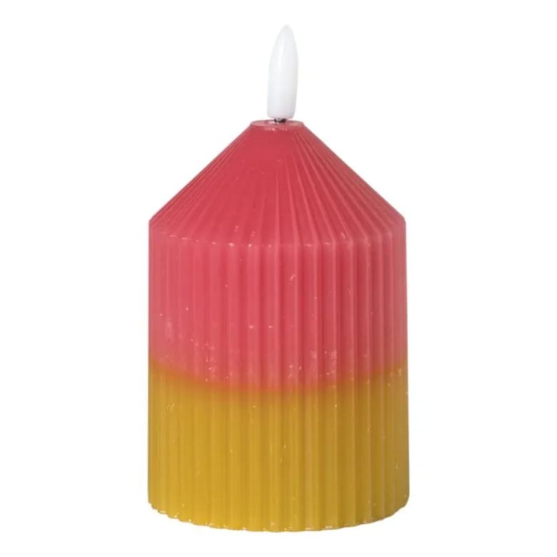 LED kaars duo - roze/groen - ø7x10 cm