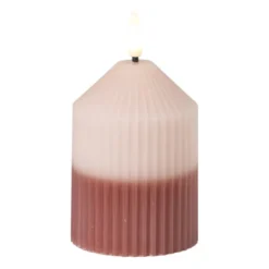 LED kaars duo - roze/lichtroze - ø7x10 cm