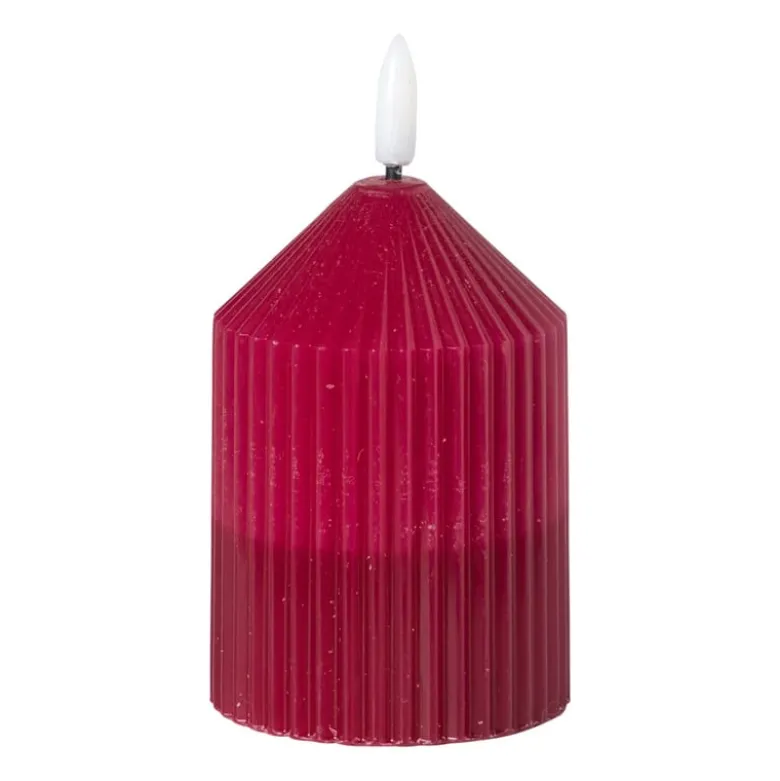 LED kaars duo - roze/paars - ø7x10 cm