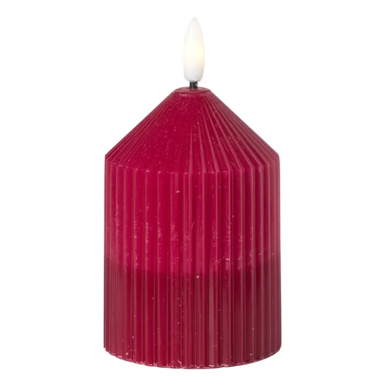 LED kaars duo - roze/paars - ø7x10 cm