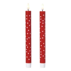 LED kaars hartjes - roze/rood - ø2.2x24 cm