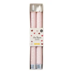 LED kaars hartjes - roze/rood - ø2.2x24 cm