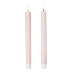 LED kaars hartjes - roze/rood - ø2.2x24 cm