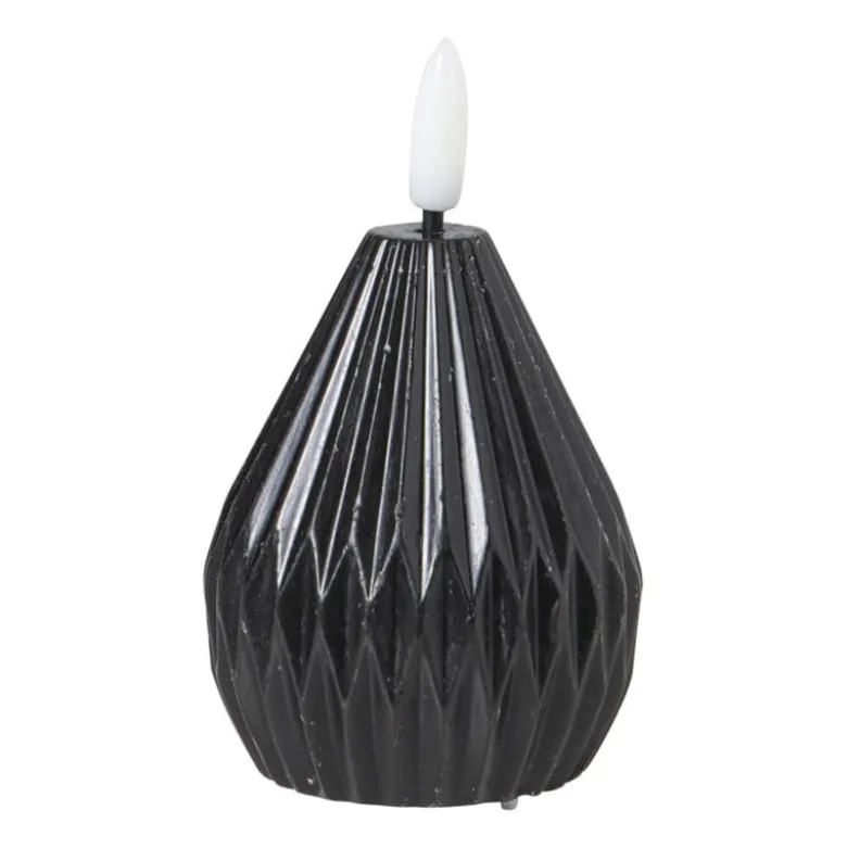 LED kaars peer - zwart - ø6.5x8 cm