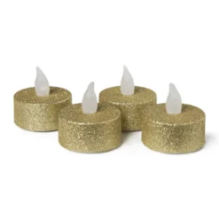 LED waxinelichten - goud - set van 4
