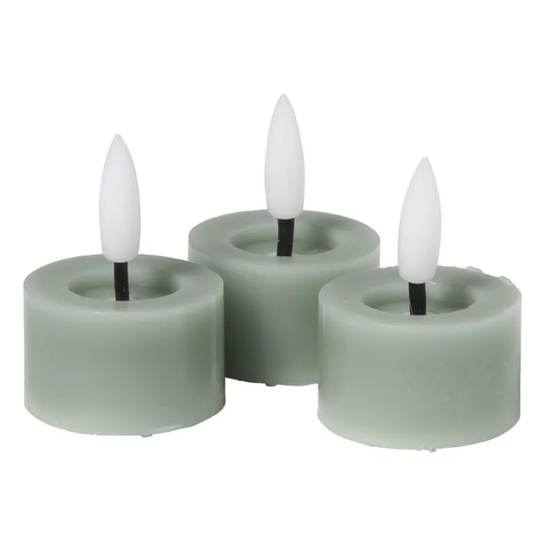 LED waxinelichten - groen - set van 3