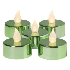 LED waxinelichten - groen - set van 5