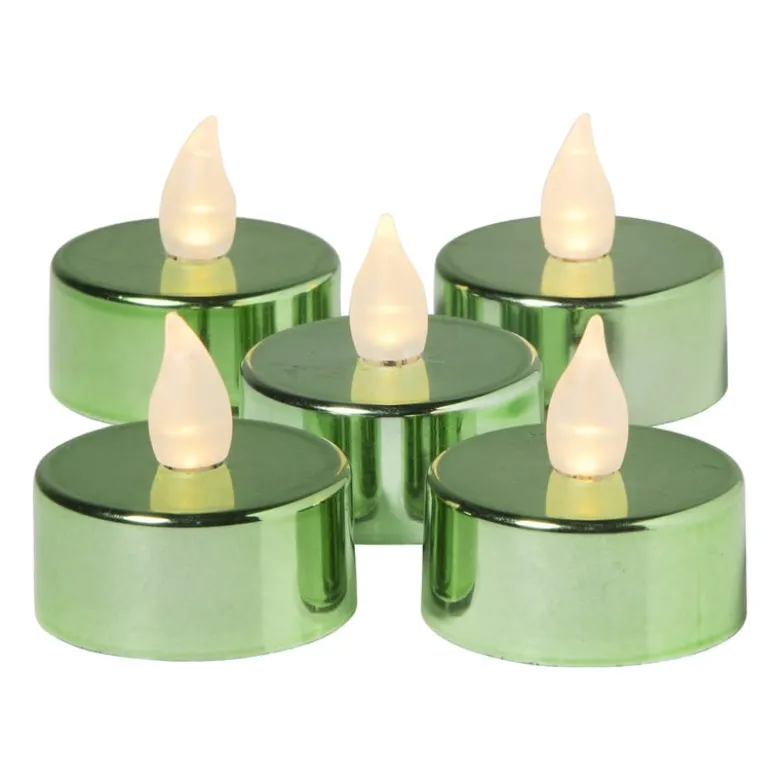 LED waxinelichten - groen - set van 5