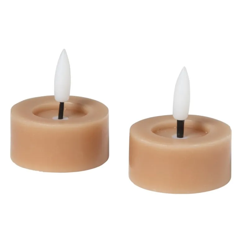 LED waxinelichten - taupe - set van 2