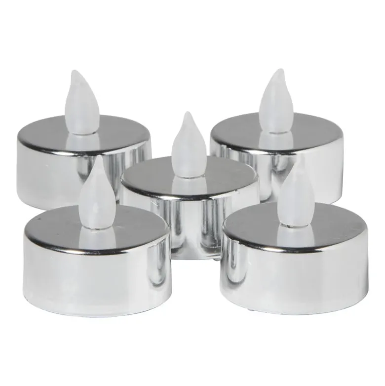 LED waxinelichten - zilver - set van 5