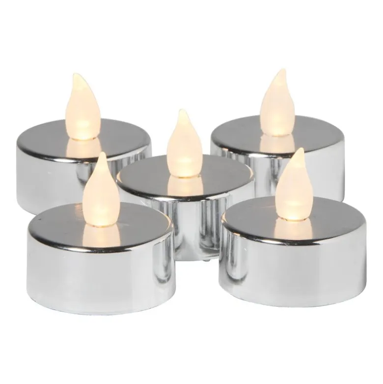 LED waxinelichten - zilver - set van 5