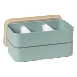 Lunchbox dubbel - groen - 9.5x18.5x10.5 cm