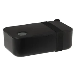 Lunchbox met elastiek - zwart - 6.8x19x12 cm