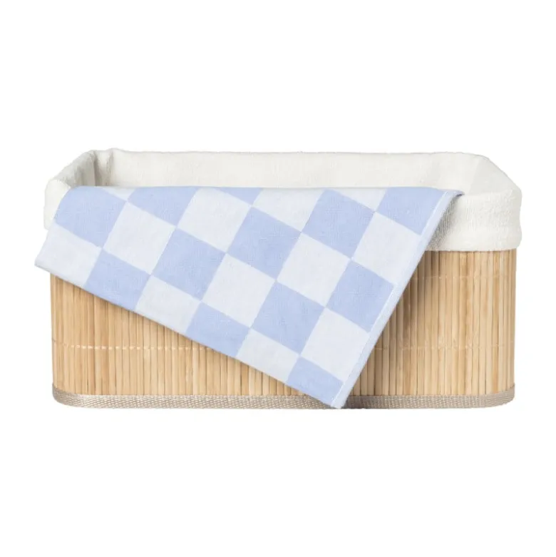 Mand bamboe met teddy - 16x36x27 cm - naturel/wit