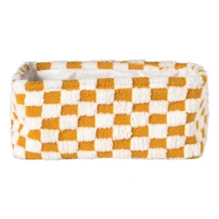 Mand checks groot - oranje/wit - 15x36x26 cm