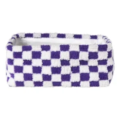 Mand checks groot - paars/wit - 15x36x26 cm