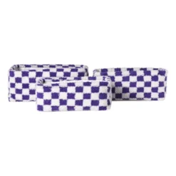 Mand checks groot - paars/wit - 15x36x26 cm