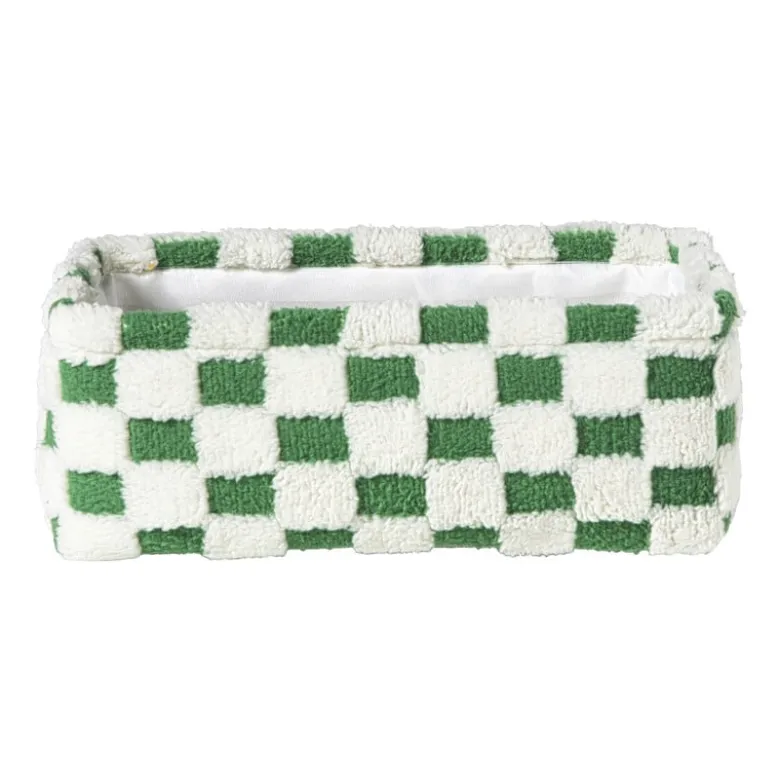 Mand checks klein - groen/wit - 11x30x20 cm