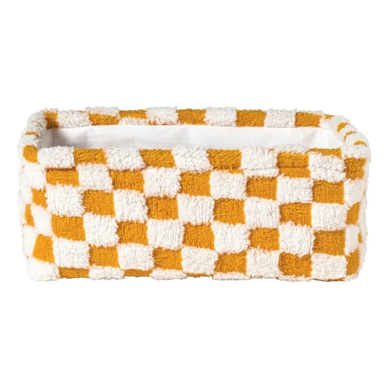 Mand checks middel - oranje/wit - 13x33x23 cm