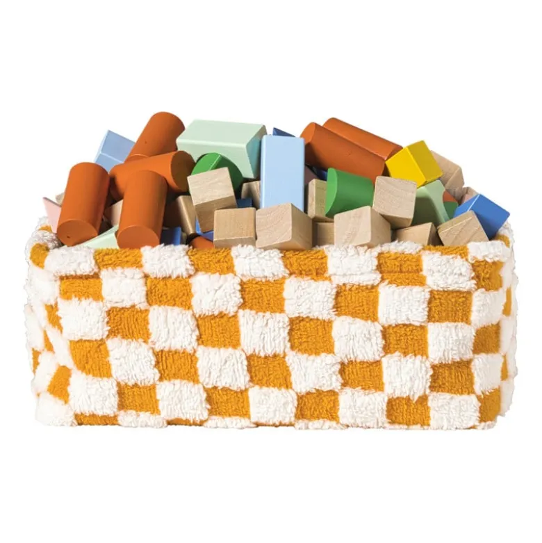 Mand checks middel - oranje/wit - 13x33x23 cm