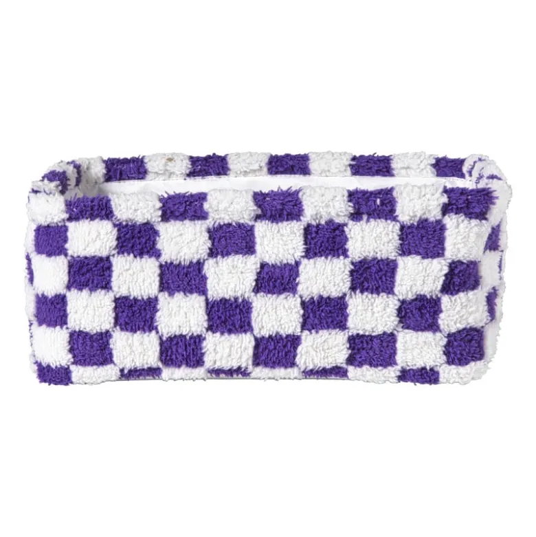 Mand checks middel - paars/wit - 13x33x23 cm