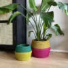 Mand colorblock - groen/geel - ø20x25 cm