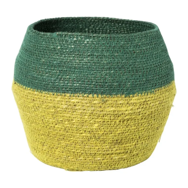 Mand colorblock - groen/geel - ø20x25 cm