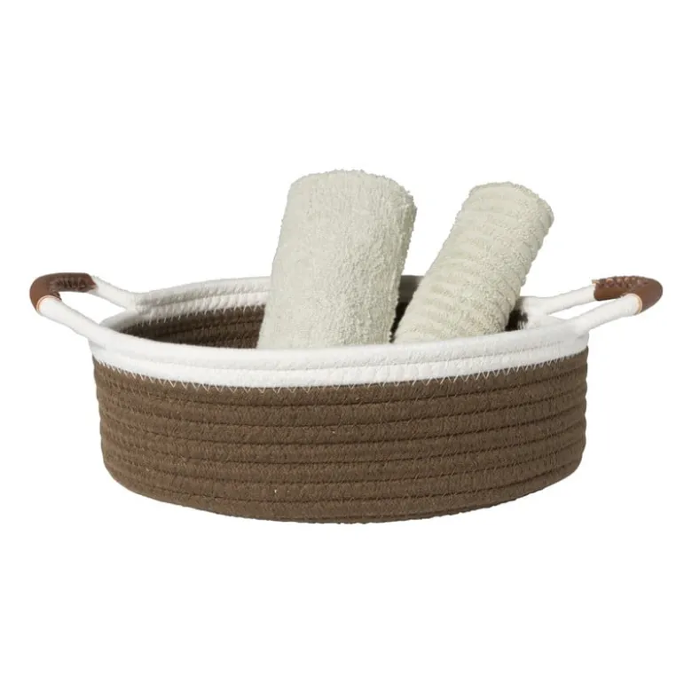 Mand colors laag - bruin/wit - ø27x9 cm