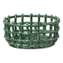 Mand keramiek klein - groen - ø23x11 cm
