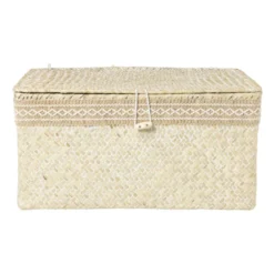 Mand met deksel Stijn - 17.5x35x25 cm - wit