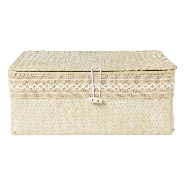 Mand met deksel Stijn - 12x30x21 cm - wit