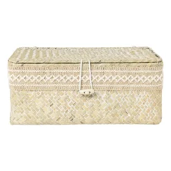 Mand met deksel Stijn - 11x27.5x17.5 cm - wit