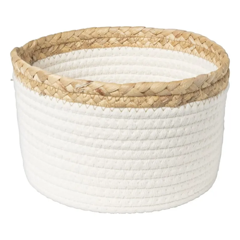 Mand wit met bruine rand - ø25x15 cm