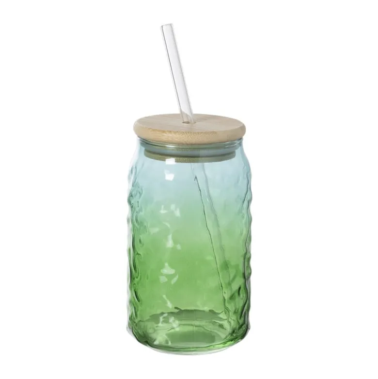 Mason jar iriserend - groen - ø7.5x14 cm