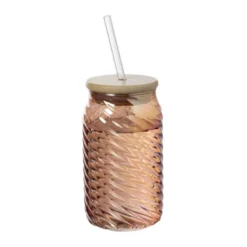 Mason jar iriserend - oranje - ø7.5x14 cm