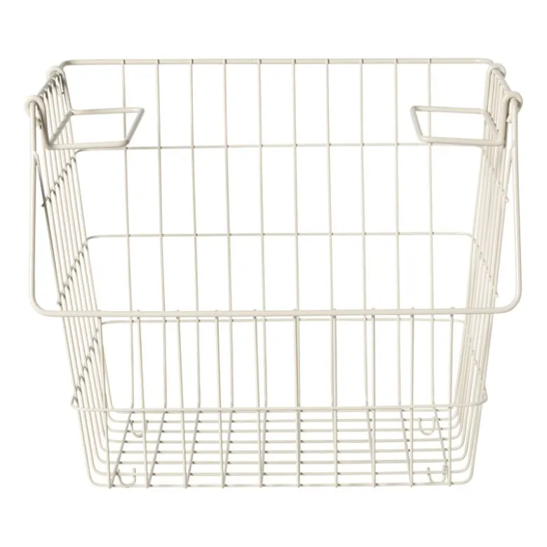 Metalen stapelmand - wit - 26x31.5x31 cm