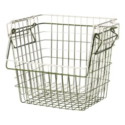 Metalen stapelmand - wit - 26x31.5x31 cm