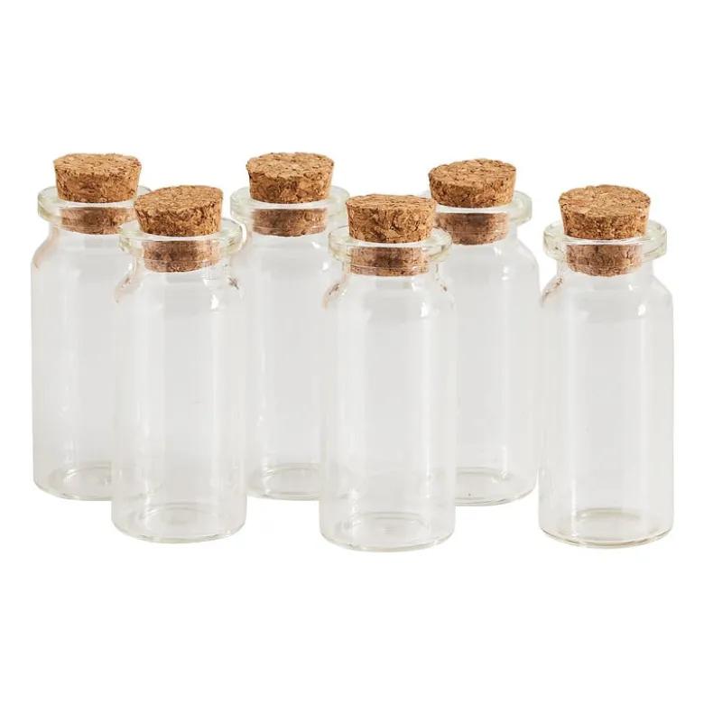 Mini flesjes met kurk - 6 stuks - 6x10 ml