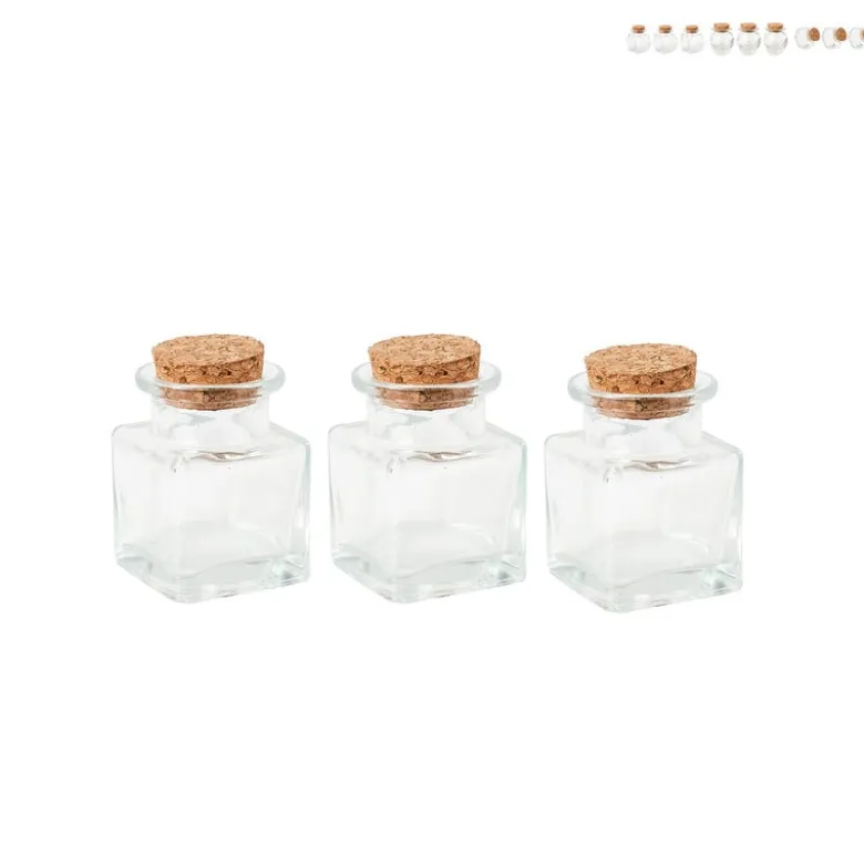 Mini opbergpotje met kurk - set van 3