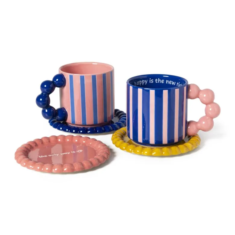 Mini plateau golvende rand - roze - ø13.8x1.5 cm - Happy at Home by Sanny