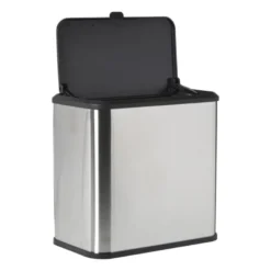 Mini prullenbak - zwart/zilverkleurig - 16.8x25x24.2 cm