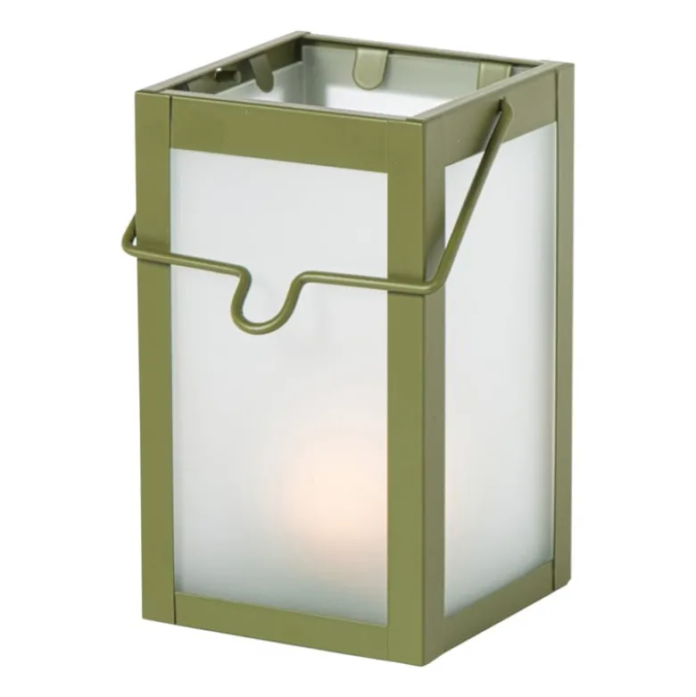 Mini windlichtje - groen/grijs - ø8x14 cm - diverse varianten