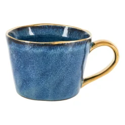 Mok met gouden oor - donkerblauw - 250 ml