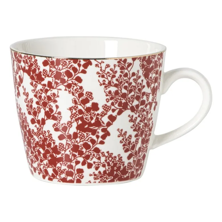 Mok Mirna blaadjes - rood/wit - 360 ml