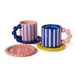 Mok smiley - roze/blauw - 300 ml - Happy at Home by Sanny