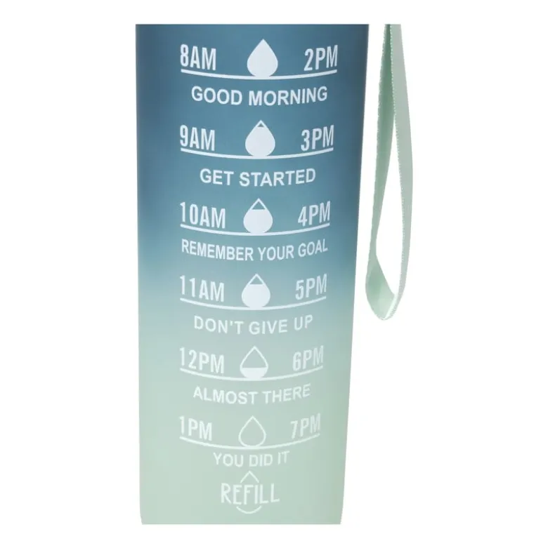 Motivatie waterfles - groen/blauw - 1 liter