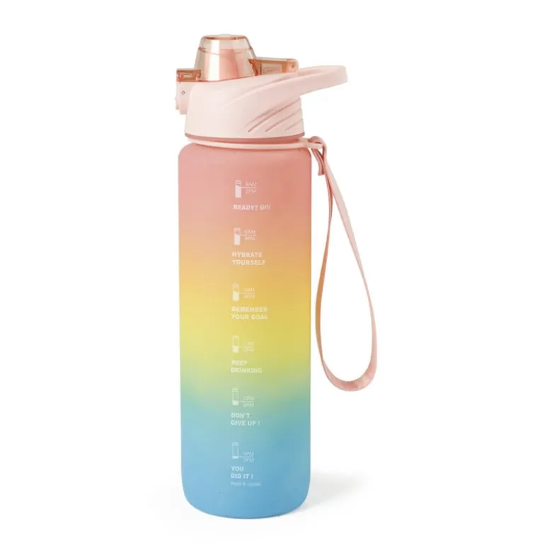 Motivatie waterfles 1 liter - regenboog