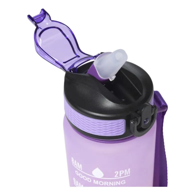 Motivatie waterfles - paars/roze - 1 liter