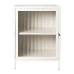 Nachtkastje Luca met geribbeld glazen deurtje - offwhite - 55.5x40x32 cm